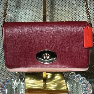 Coach Burgundy and Pink Crossbody Bag